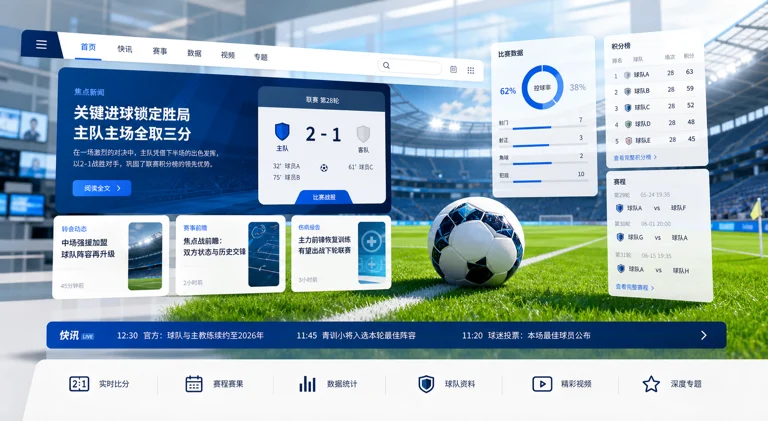 体育新闻资讯配图,球迷关注赛事动态的新闻页面场景