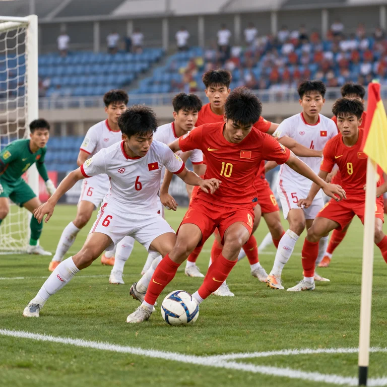 U16国足与越南U16队比赛半场数据示意图
